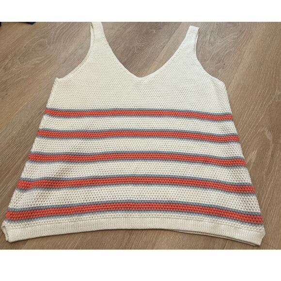 Southern Tide Women’s Alli Striped Sweater Tank Size Large White Coral - Picture 4 of 4